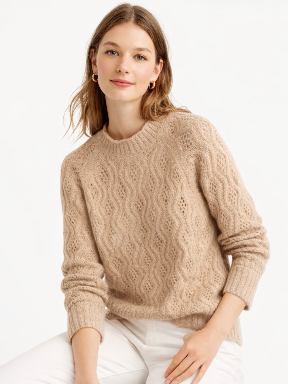 J.Crew Tan Wool Cozy Soft Pullover Knit Sweater X-Large Grandpa Classic‎ Cottage